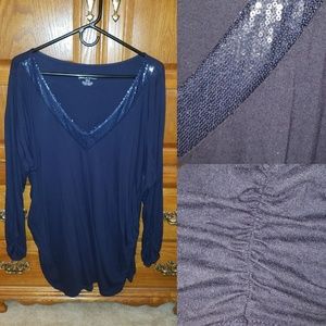 Lane Bryant Long-sleeved Navy Sequined Top